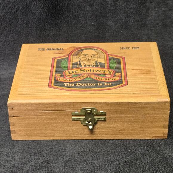 Dr. Seltzer's Hangover Helper The Original Practicing Doctor Wooden Trinket Box - Picture 3 of 11